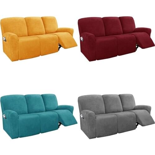 1 3 Seater Recliner Sofa Cover Split Style Elastic All-inclusive Couch Slipcover Velvet Lounger Armchair Cover Deck Chair Covers