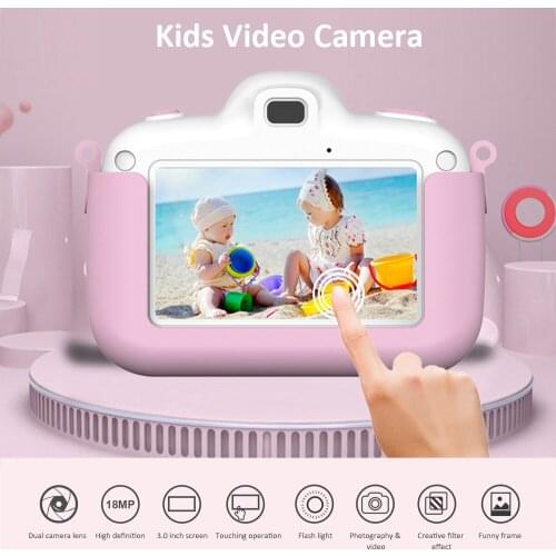 Kids Digital Video Camera Children Mini Selfie Camera with 3.0 Inch Screen 16GB Memory Card Lanyard Toys Gift for Boys Girls