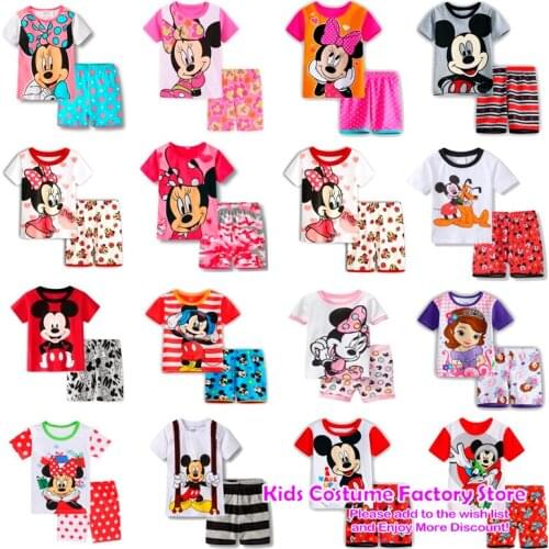 Disney childrens short sleeve pajamas childrens clothing set boys' and girls' pajamas childrens pajamas set filler garcon set