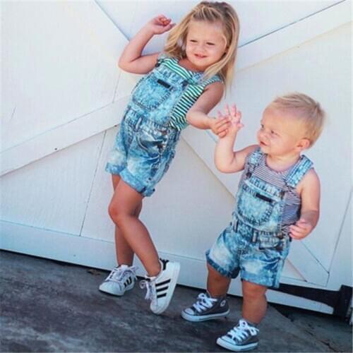 Childrens Denim Overalls Baby Jeans Shorts Baby Boys Girls Pants Infant Clothing Toddler Baby Pants Little Kids Overalls
