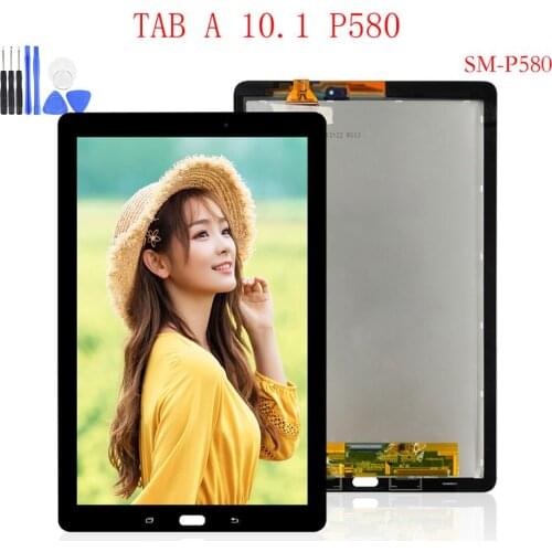 For Samsung Galaxy TAB A 10.1 2016 SM-P580 P580 P585 LCD Display Touch Screen Digitizer Glass Assembly + Free Tools