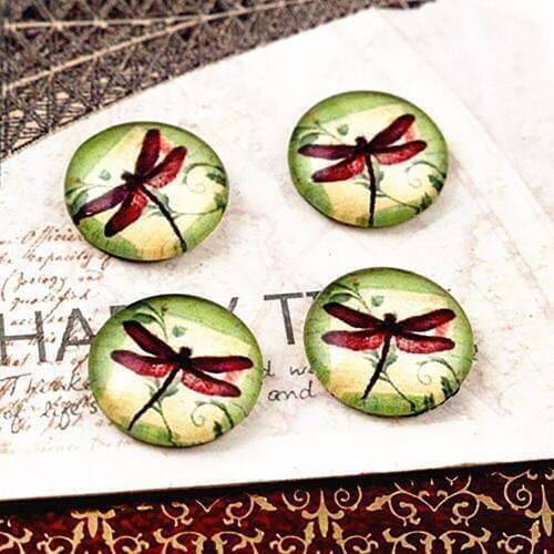 Hot Sale 20pcs 12mm Handmade Photo Glass Cabochons (Dragonfly) (E2-33)