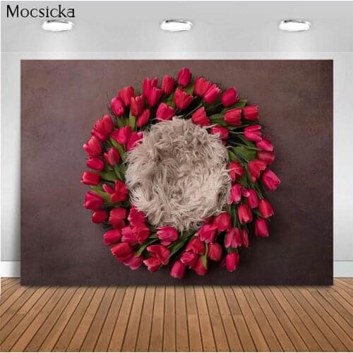 Flowers Little Baby Birthday Artistic Photos Background Solid Color Newborn Children Portrait Photography Backdrop Photo Studio