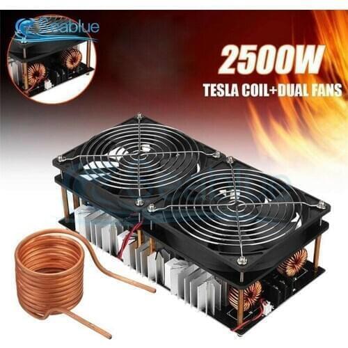 2500W 1800W High Power ZVS Induction Heater Induction Heating Board Module Flyback Driver Heater Cooling Fan Interface+ Coil