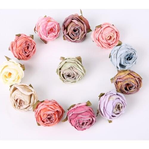 5/10Pcs Artificial Flowers 4*5cm Silk Rose Head Wedding Party Home Decoration DIY Wreath Gift Box Scrapbooking Craft Flower