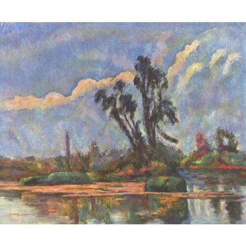 Oil Painting Reproduction on linen canvas,bank-of-the-oise-1888 by Paul Cezanne ,100% handmade, museum quality,free dhl shipping