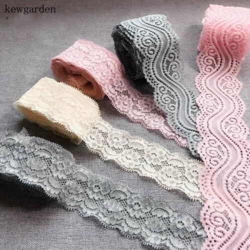 Kewgarden 38 mm 52 mm Elastic Lace Ribbons Handmade Flowers Bowknot Satin Ribbon DIY Tape Riband 3m /lot