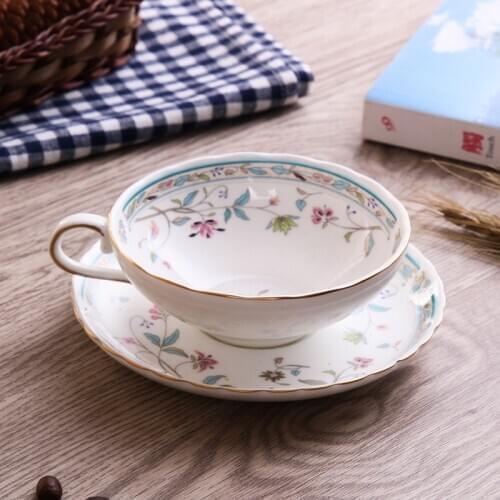 European Bone Porcelain Coffee Cup Sets Plate English Afternoon Tea Cup Rural Breeze Fresh Broken Flowers Lovely Phnom Penh