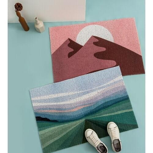 Mountain Scenery PVC Door Mat Carpet Living Room Kitchen Bedroom Bathroom Floor Entrance Mats Carpet Non-slip Can Be Cut Doormat