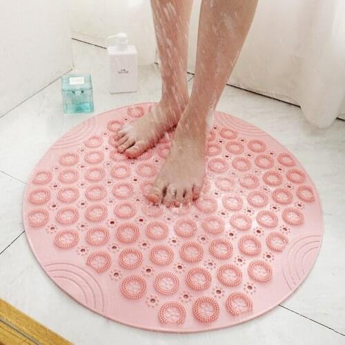 Bathroom Mat Anti-Slip Soft Massage Pad with Sucker Bathtub Carpet Shower Pad Bathroom Rugs and Mat Set Shower Mat Round PVC