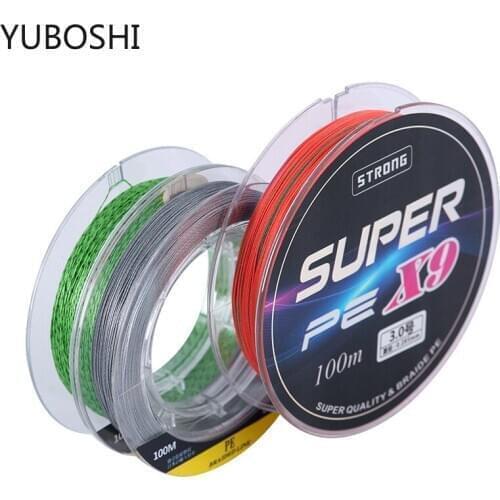 YUBOSHI 2020 New 9 Strand Japan Super Strong PE Braided Fishing Line Multifilament Fishing Line 100m Braid Thread 9.7-49.95KG