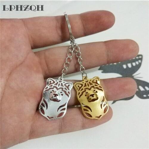 LPHZQH Fashion Key Chain Japanese Akita Inu Dog Trendy Bag Charm Pendant For Women Men Girls Gift Keyring Jewelry