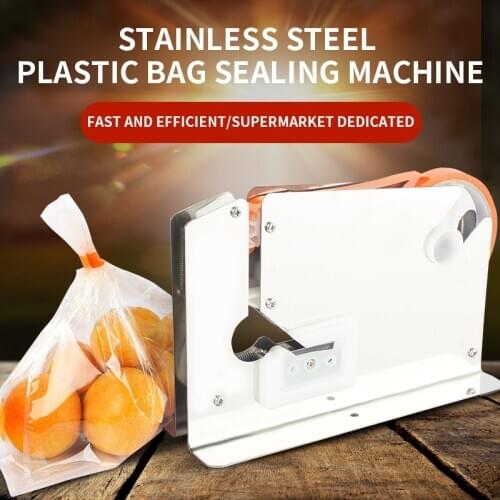 Stainless Steel Fruit Shop Supermarket Special Tie Mouth Machine Plastic Bag Sealing Machine Tape Cutter Tape Sealing Machine