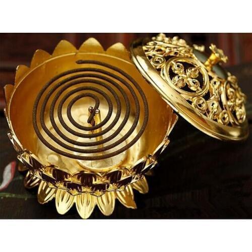 Copper Lotus Incense Burner Alloy Mini Tibetan Incense Burner Sandalwood Censer Home Decor
