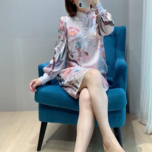 Floral Print Jaquard Full Sleeves Mini Dress UK Collections Size 0-5