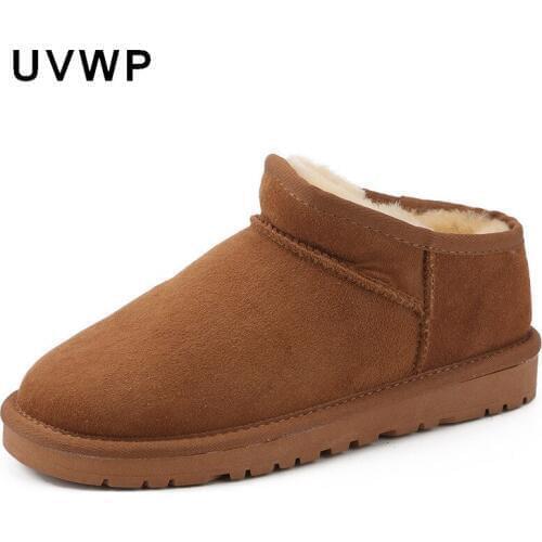 Fashion Design Women Snow Boots Warm Winter Boots Genuine Sheepskin Leather 100% Natural Fur Woman Ankle Boots Non-slip Shoes