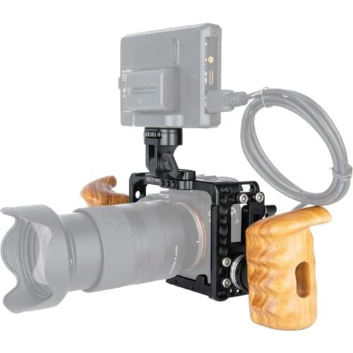 NICEYRIG Camera Cage Kit with Wooden Handle Grip Wood Hand HDMI Cable Clamp ARRI Rosette For SONY A7RIII A7SII A7II A7MIII A9