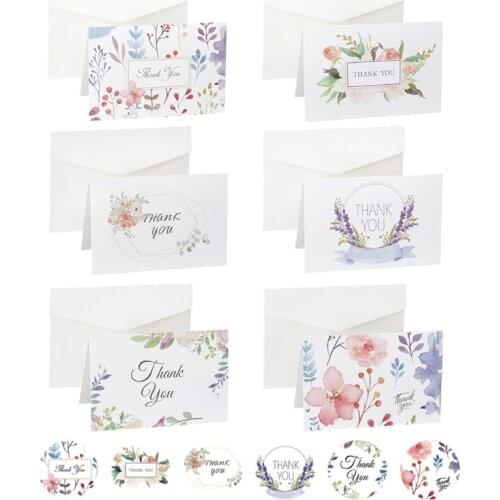 24/48 Set Ins Flower Thank You Card Envelope Sticker Set Simple Creative Holiday Blessing Card Message Card DIY Party decor