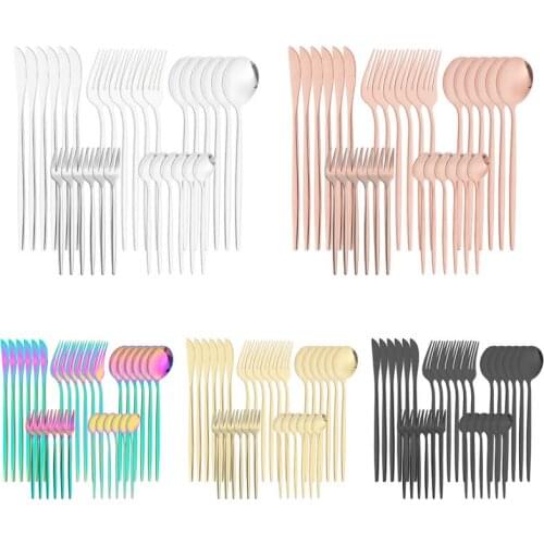 Gold Cutlery Set Western 30pcs Stainless Steel Tableware Home Appetizing Spoon Fork Butter Knife Chopsticks Kit Dinnerware Sets