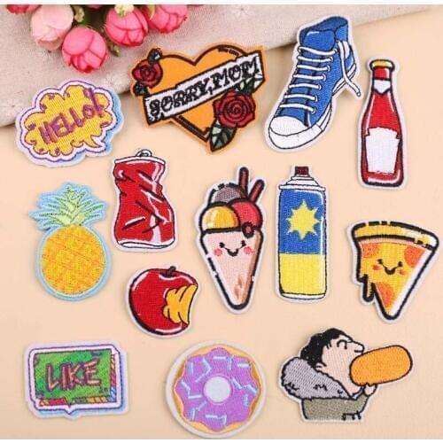 Ice cream drink love clothes decoration patch for Clothing Iron on Embroidered Sewing Applique Fabric Badge Apparel Accessories