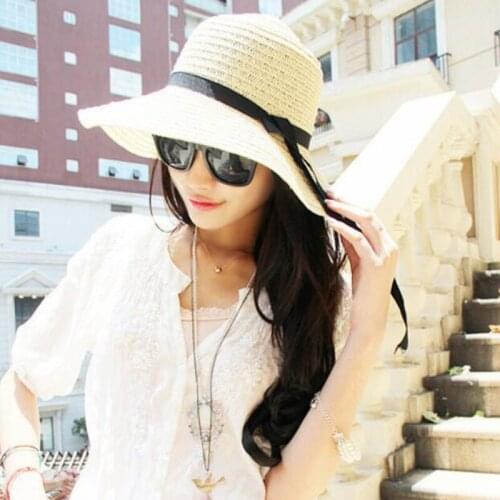 The New Leisure Fishermans Hat Beach Sun Protection Sunshade Cap Weaving Bow-knot Flower Straw Hat Womens Summer Caps