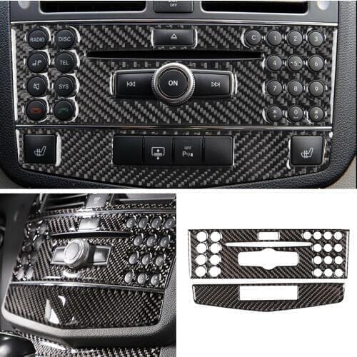 Car Carbon Fiber Center Control Navigation Panel Frame Cover Trim For Mercedes Benz C Class W204 2007 2008 2009 2010