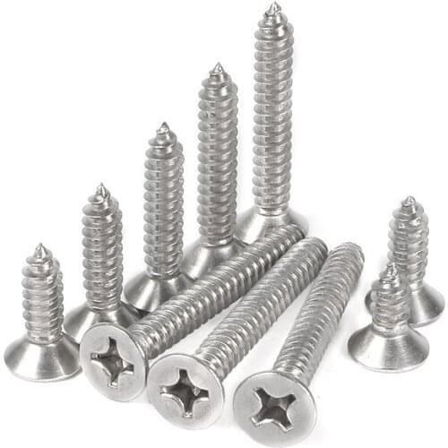 Phillips Flat Head Tapping Long Wood Screw KA Stainless steel Cross Countersunk Head Self Tapping Long Screws M2-M5 10-50PCS