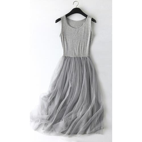 2019 New Sexy Lace Vest Dress Women Sleeveless O-neck Loose Spaghetti Strap Spring Summer Dress Cotton Elegant Party Dresses