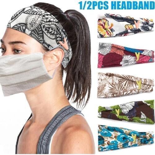 Headbands with Buttons for Nurses Headband for Holding Face Cover Sweat Band Yoga Workout Sweatbands d88