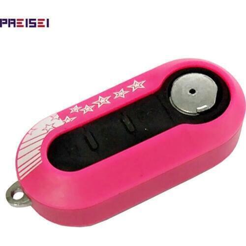 PREISEI Pink Car Flip Key For Fiat 500 Remote Key Blanks Fob Custom