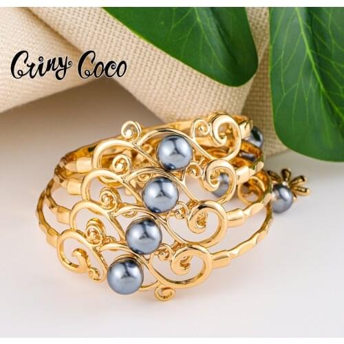 Cring Coco Hawaii Bracelets Trendy Diameter 6-8 CM Samoa Marshall Polynesian Pohnpei Flower Pearl Bangle Bracelet for Women New