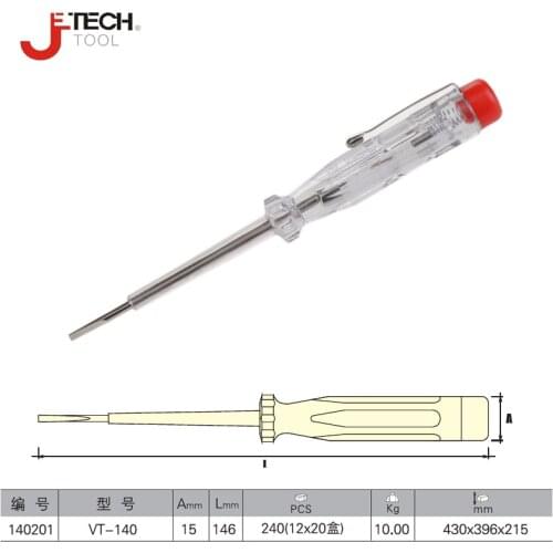 Jetech slotted screwdriver tester AC voltage test screwdrivers Neon Bulb electrical tester pen probe free battery clear color
