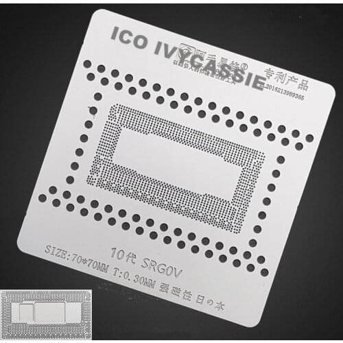 SRG0V 10th BGA Stencil MAC Notebook CPU Reballing IC Pins Solder Tin Plant Net Square Hole Heating Steel Mesh 0.3mm 70x70mm Amao