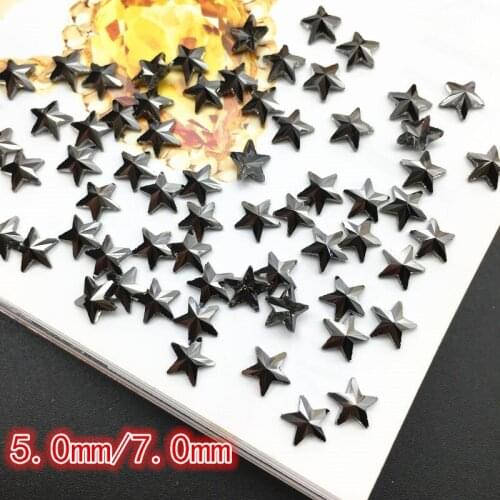 Five stars shape Ore black Jet Crystal Strass Stones Glass Nail Rhinestones For Nails Art 3D Decorations Supplies Accessory