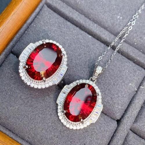 Party Gift Super Good Color 100% Natural Real Topaz Set 925 Sterling Silve New Fashion 1pc Ring,1pc Pendant