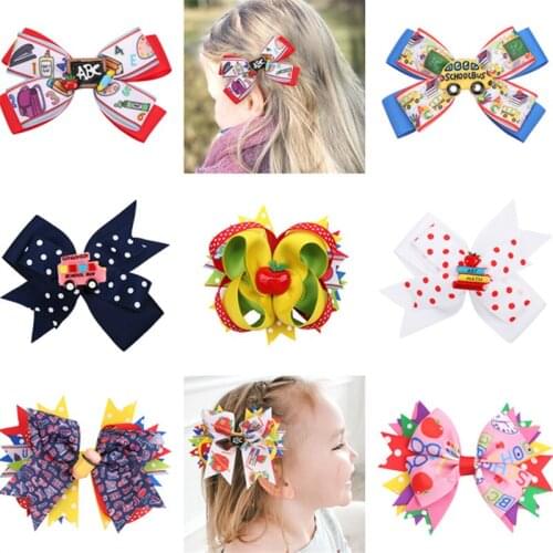 Hair Bows Clips For Back To School Sweet Kids Girls Bowknot Hairclips 2021 Fashion Hairpin Barrettes Hair Accessories Ornament