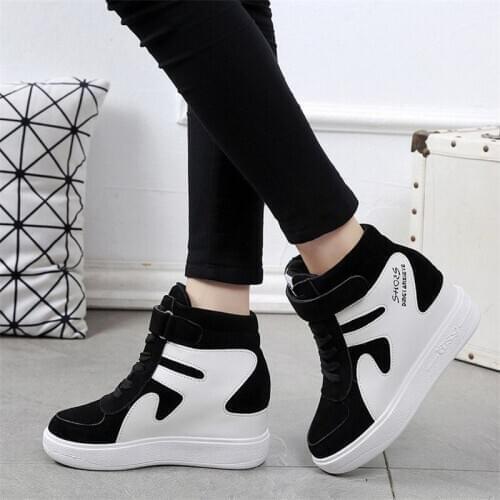 Suede Wedges Boots Ankle Platform Boots Female Hidden Heel Fashion Sneakers Women Platform Shoes Winter Casual Black Woman Shoes