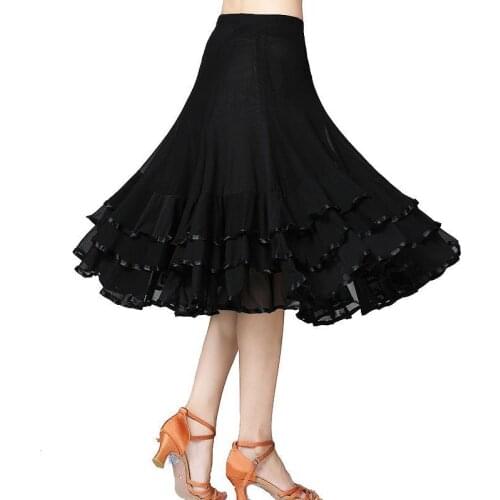 New Lady Ballroom Dance Skirts Female Waltz Modern Dance Skirt Tango Performance Costume National Standard Big Swing Half Skirt