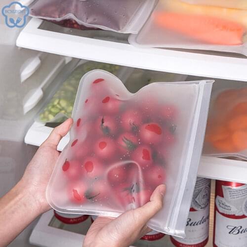 1PCS Silicone Food Storage Containers Leakproof Reusable Stand Up Zip Shut Bag Cup Fresh Bag Food Storage Bag Fresh Wrap