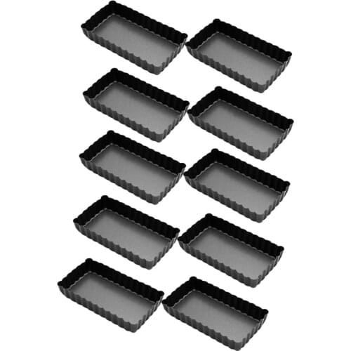10 Pack Tart Pans with Removable Bottom, Rectangular Baking Pan Non-Stick Cake Tin for Oven and Insta Pot Baking