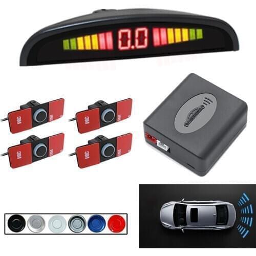 16.5mm Car LED Parking Sensor Kit 4 Sensors Backlight Display Reverse Backup Radar Monitor System 9-16V Free Shipping
