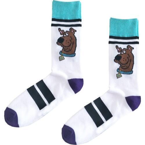 2Pair A Lot Men Fashion Happy Cartoon Sock Cotton Anti Skid Cartoon Dog Socks Personality Crew Male Street Socks