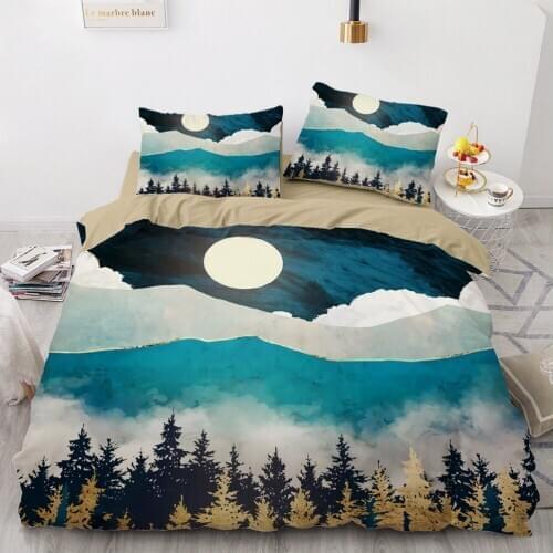 3D Bed Linens Duvet Cover Sets Comforter Bedding Set Full King Queen Double Single Size Nature Design Bedclothes Home Textile