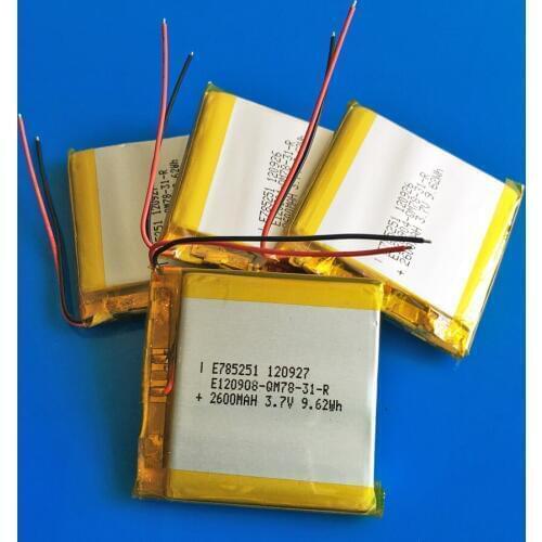 5 pcs 3.7V 2600mAh 785251 polymer lithium rechargeable li ion battery LPIB for GPS DVD PDA PAD power bank camera tablet laptop