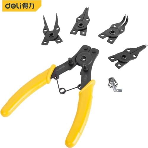 Deli 5 in 1 Set Multi Crimp Snap Ring Pliers Multifunction Pliers Tool Internal External Ring Remover Retaining Circlip Plier