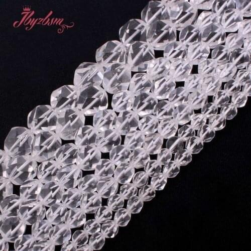 6,8,10mm Round Bead Faceted White Rock Clear Crystal Quartzs Stone Beads For Necklace Bracelat Jewelry Making 15" Free Shipping