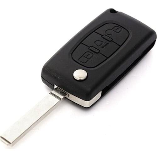 Car Key Shell for Peugeot Citroen 3 Button Folding Key Shell 0523 with Slot Without Seat with Light