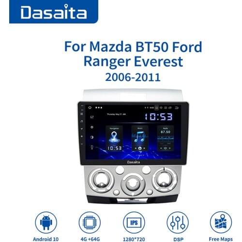 Dasaita 9" HD Screen Car Android 10.0 Navigation Radio Player for Mazda BT5.0 Ford Ranger Everest 2006 2007 2008 2009 2010 2011