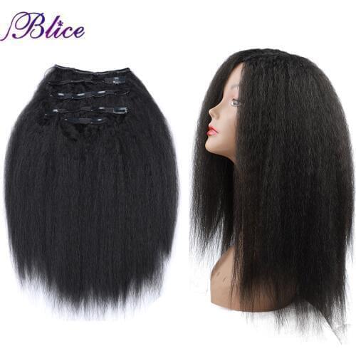 Blice Synthetic Long Yaki Straight Women Clip in Hair Extensions 16-20Inch 5Pcs/Set Total 160g Hairpieces Sale