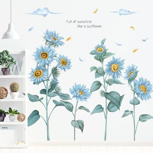 Nordic Geometric Sunflower Wall Stickers Flower Plant Wall Paper Modern Bedroom Living Room Background Wall Stickers Wall Decor